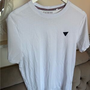 GUESS Men's White Tee with Black Logo